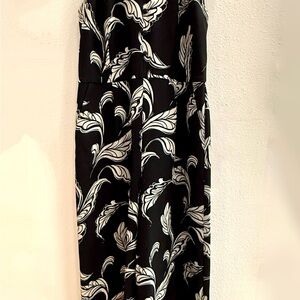 AMUR Black Dress with White Leaf Patterns